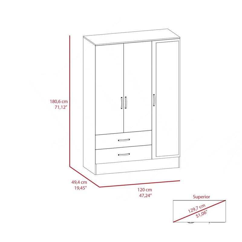 Armoire à miroir en miroir, chambre à coucher, noir / gris clair