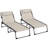 Outsunny Folding Chaise Lounge Set With 5-Level Reclining Back, Outdoor Lounge Tanning Chair With Padded Seat, Side Pocket & Headrest For Beach, Yard, Patio-360348148