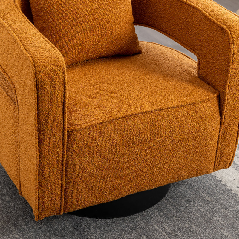 Dangira Upholstered Swivel Barrel Chair, Caramel Polyester