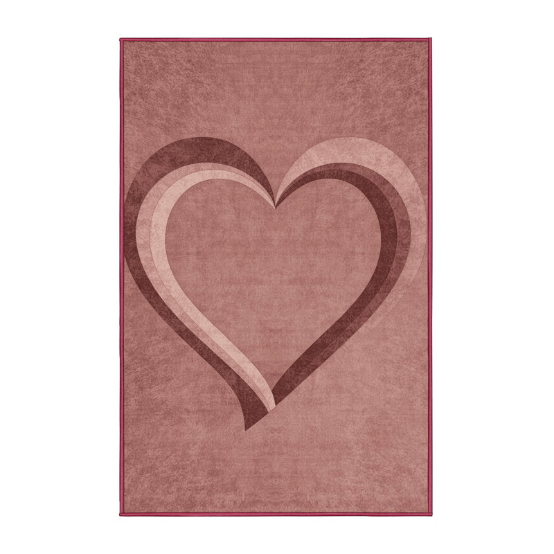 Soft Plush Fanelli Valentines Modern & Contemporary Abstract Area Rug in Brown – Rose Binding, 6x9