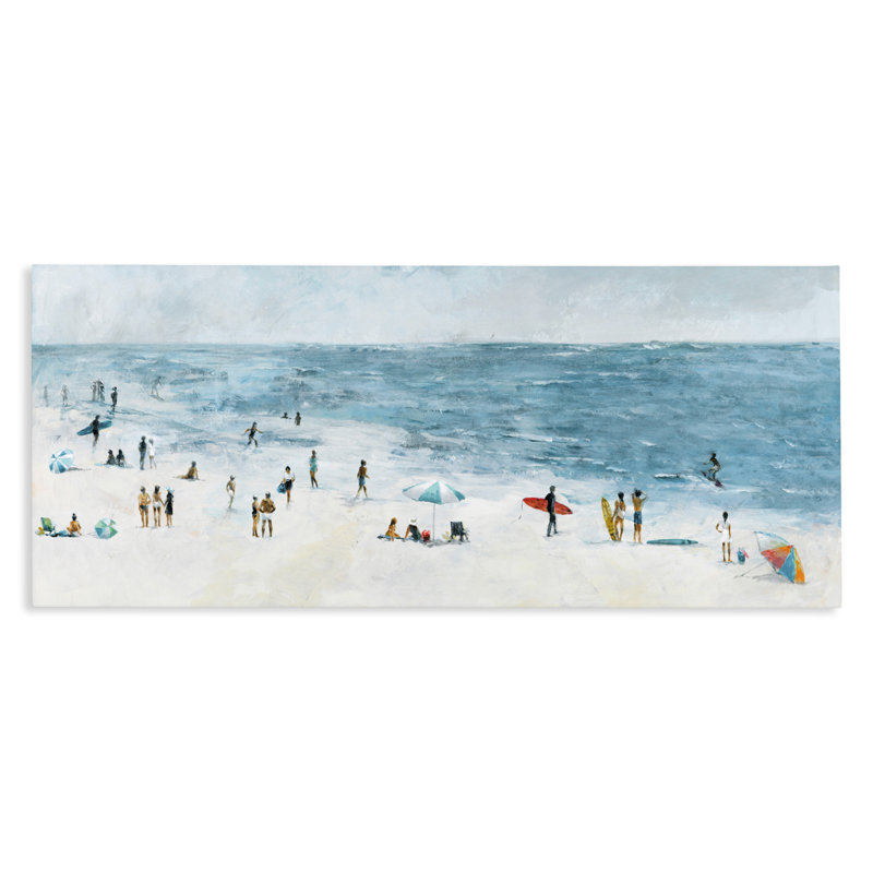 «Busy Beach Coastal Scene», conception par Lorenzo Collective, H 13 po x l 30 po