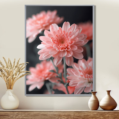 «Glass Rose Grey Mums Garden Glamour», reproduction d'art mural