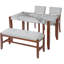 Ensemble de salle à manger 4 pièces, 1 table avec 2 chaises rembourrées et 1 banc pour la salle à manger-1886551459