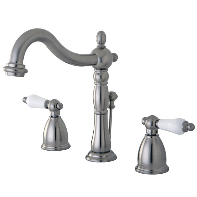 Robinet de salle de bain espacé avec ensemble de bonde Heritage, Nickel brossé