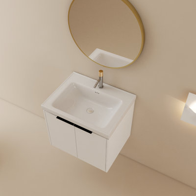 Meuble-lavabo simple mural 23 po avec comptoir en céramique Menara