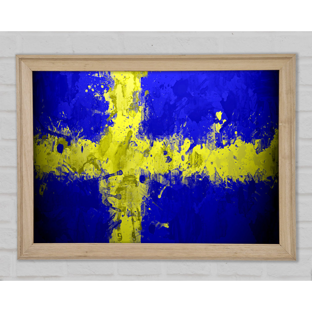 Schweden Grunge Flagge - Einzelner Bilderrahmen Kunstdrucke