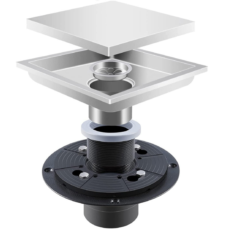 Flange Tile-In Shower Drain, Brushed