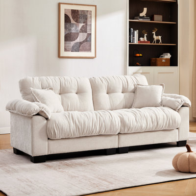 Canapé modulaire 90,1 pouces beige, canapé modulaire avec configuration flexible, conception sans cadre et sans os, emballage compressé, idéal pour les appartements et les meubles de bureau, aucun assemblage requis