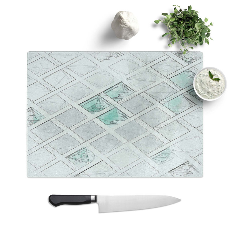 Tempered Glass Sketching the Architecture Vol.67 Chopping Board, 28.5 cm W x 20 cm L