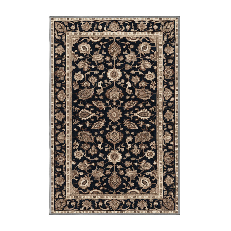 Tapis persan gris lavable à la machine, Rectangle 7 pi x 10 pi