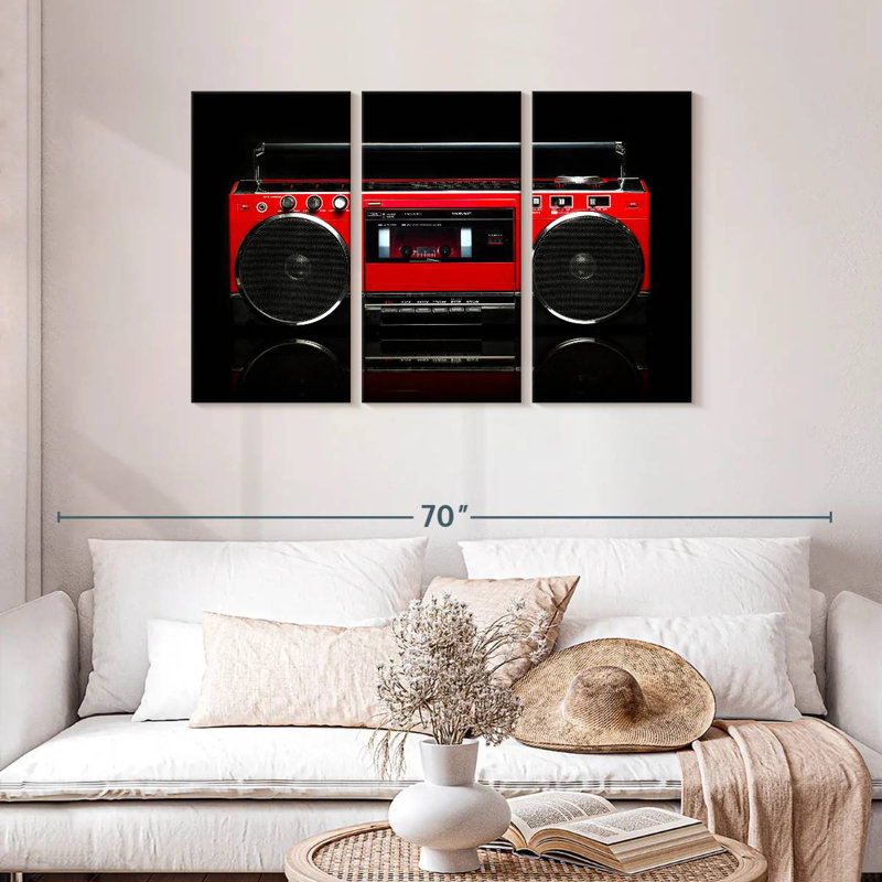 Abarca Retro Red Boom Box, 28" H x 45" W