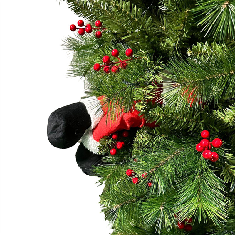 ? Décoration de Noël? Arbre de Noël à l'envers de 7,5 pi avec baies artificielles et pattes du père Noël, aiguilles de pin en PVC, arbre de Noël artificiel des Fêtes