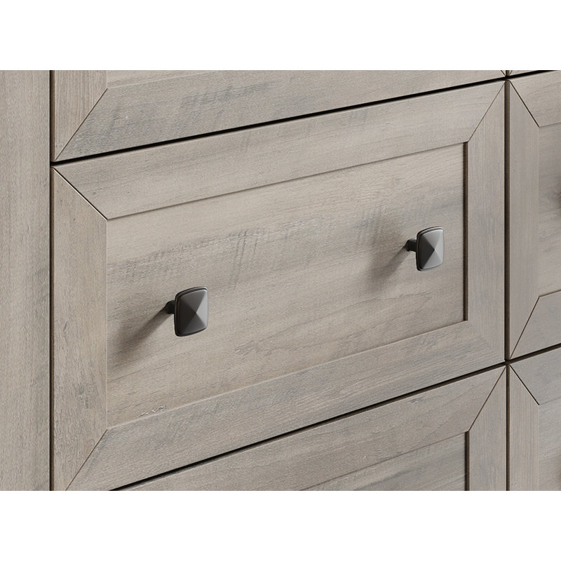 Commode double 7 tiroirs, commode en bois l 47,3 po de largeur pour chambre à coucher, Gris / Noir