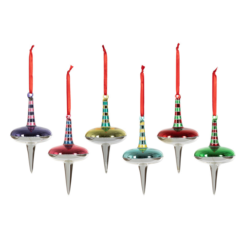 Ornement en verre rétro à double fileur, 6 styles variés