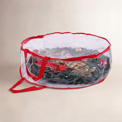 Clear Everyday Bag, Christmas Wreath Storage Container With Zippered And Reinforced Handle For Holiday Seasonal Wreath Garland