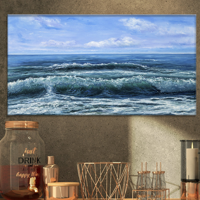Vagues apaisantes-impression d’art graphique sur toile tendue, H 16 po x l 32 po x P 1 po