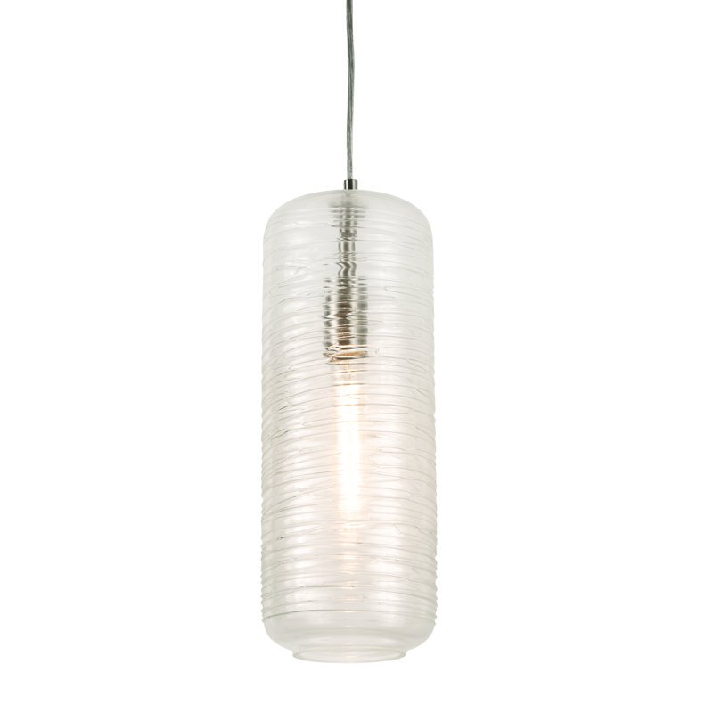 Luminaire suspendu cylindrique simple à 1 lumière Sal, Tourbillon transparent