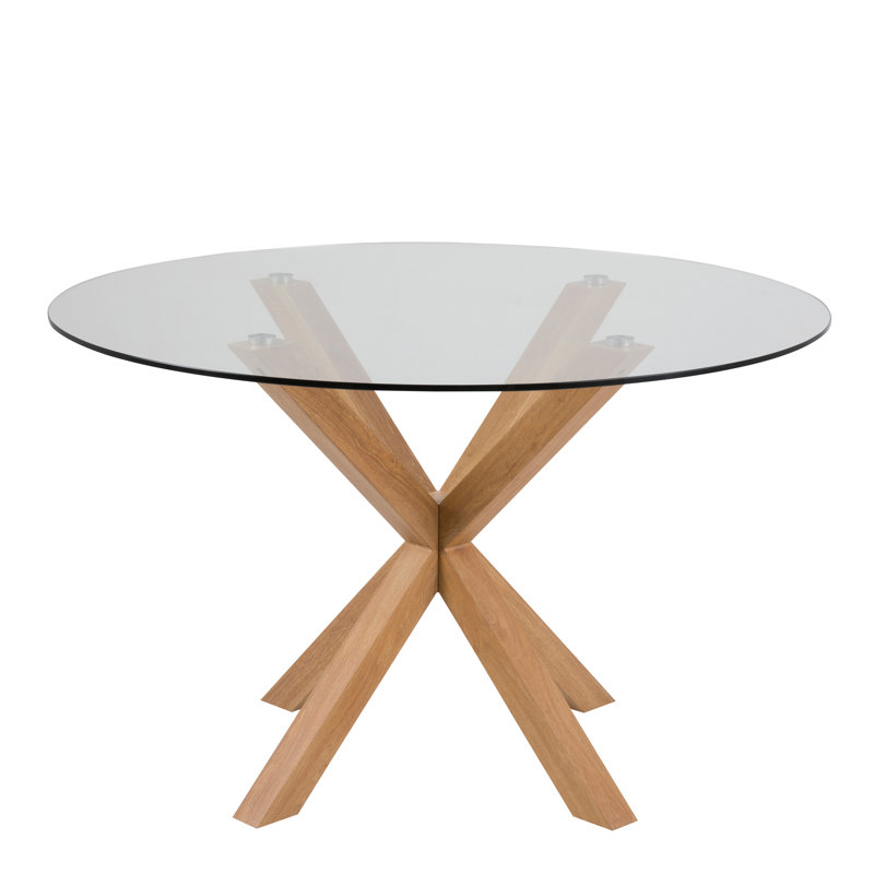 Heaven Round Dining Table with Glass, Brown