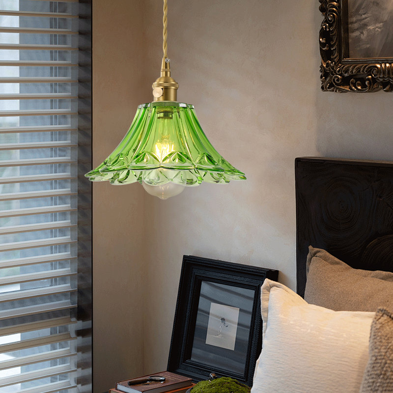 1-lamp green dimmable glass iron pendant light