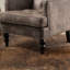 Chaise grise et brune, mousse généreuse, structure moderne en bouleau avec capitonnage, microfibre, pieds-389372907