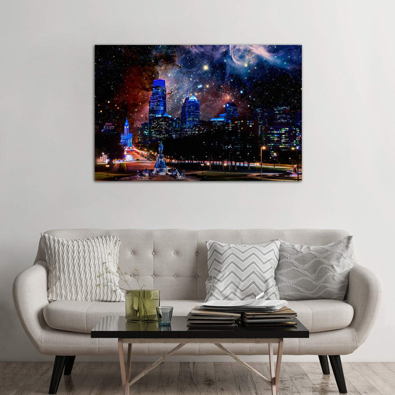 Philadelphie, Pennsylvanie, Carina Nebula Skyline - impression d'art graphique, H 40 po x l 60 po x 1,5 po, Toile tendue
