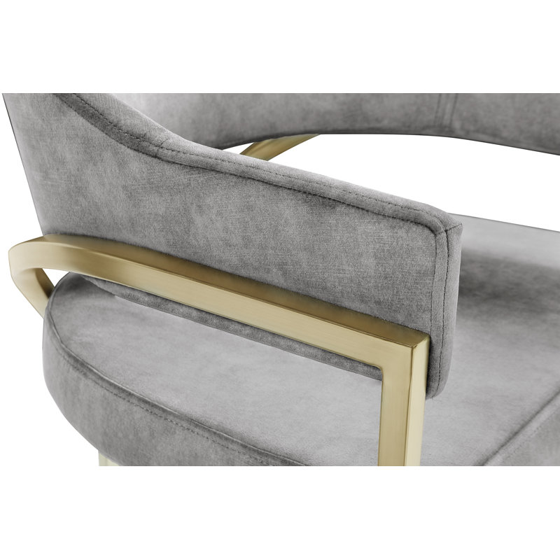 Chaise en velours Kirsi, Doré, Velours gris