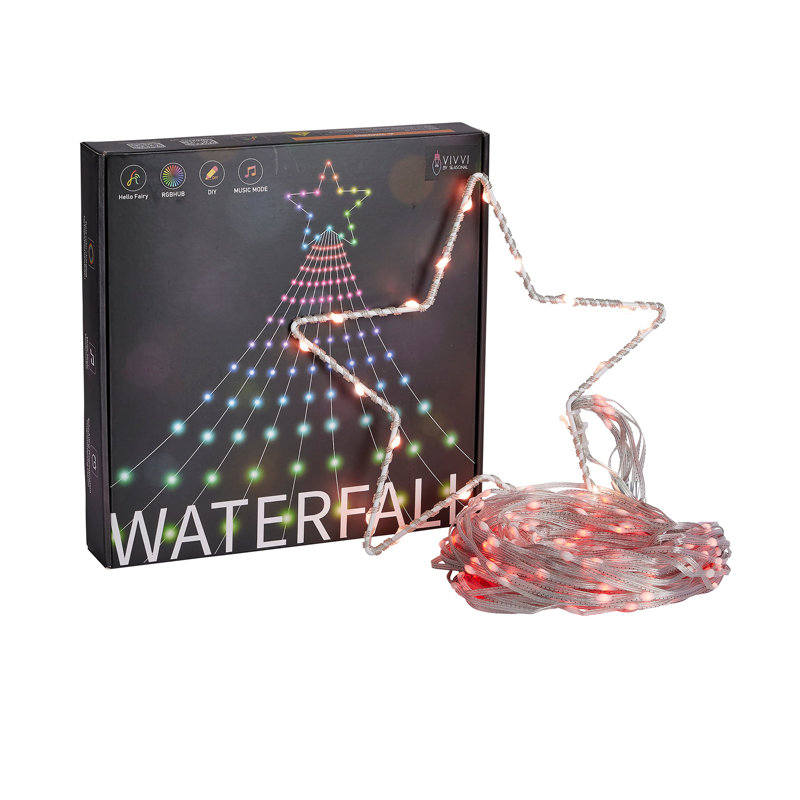 Vivvi App Based Outdoor Waterfall Lights, 11.8 Ft 344 LEDs