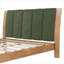 Structure de lit grand de style Mid-Century moderne avec tête de lit tapissier incluse, fabrication en bois de pin naturel vert doux
