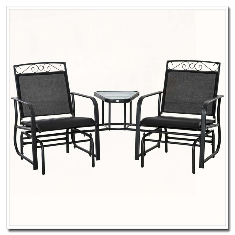 Fauteuils coulissants 2 places avec table basse Outsunny