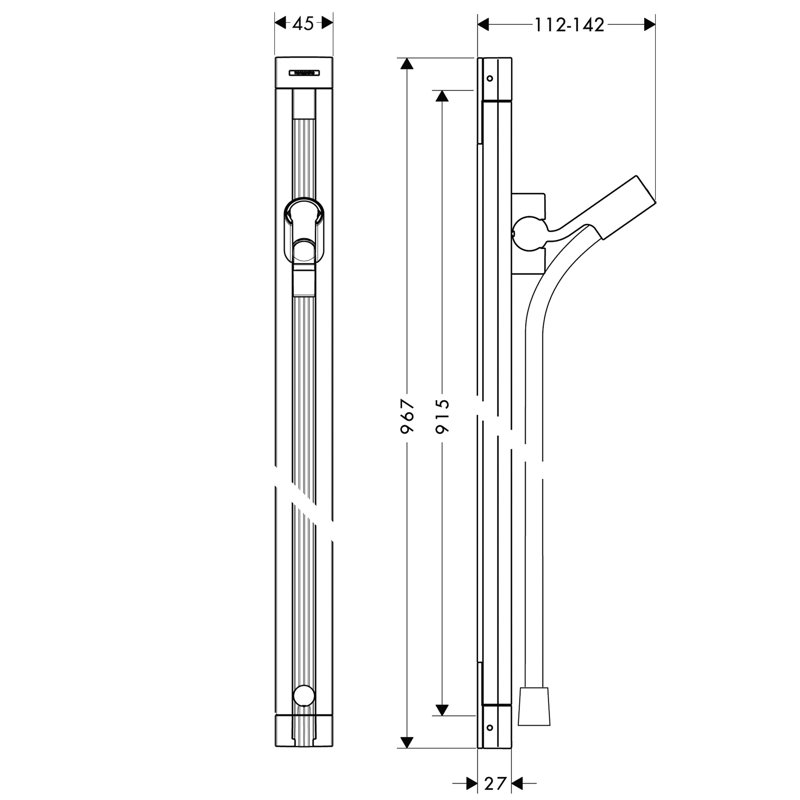 Raindance S Wall Bar, Polished Nickel