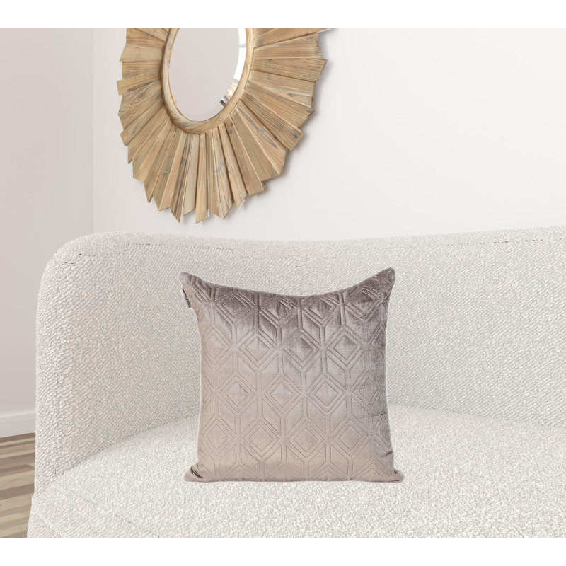 Aleta Transitional Quilted Taupe Throw Pillow, Taupe