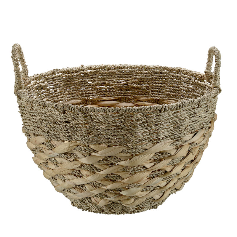 Panier de rangement portatif en osier tissé à la main avec poignées
