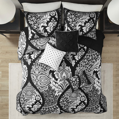 Reversible Bedding With Embroidery - Black Full/Queen Quilt And Fabric Manipulation