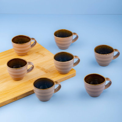 SPLASH DENIM Premium Porcelain Tea Cup | Non Stackable Cup, | Microwave & Dishwasher Safe