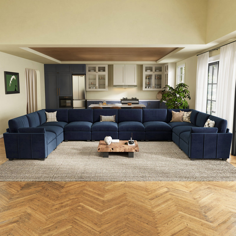 Canapé modulaire Knaack, Velours bleu