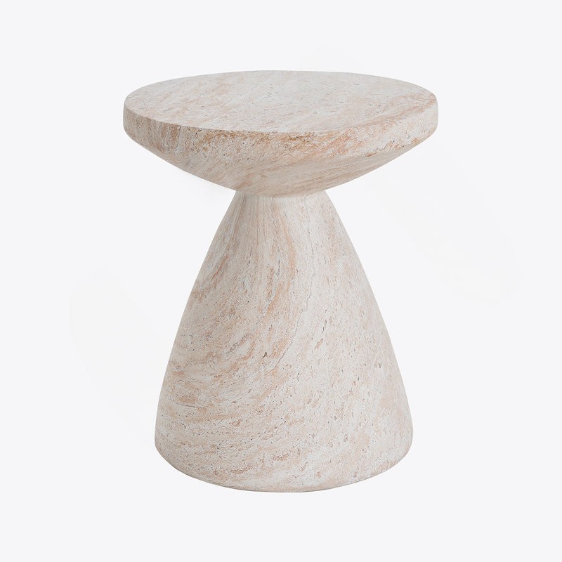 Table d'appoint d'extérieur / d'intérieur en béton léger, finition travertin