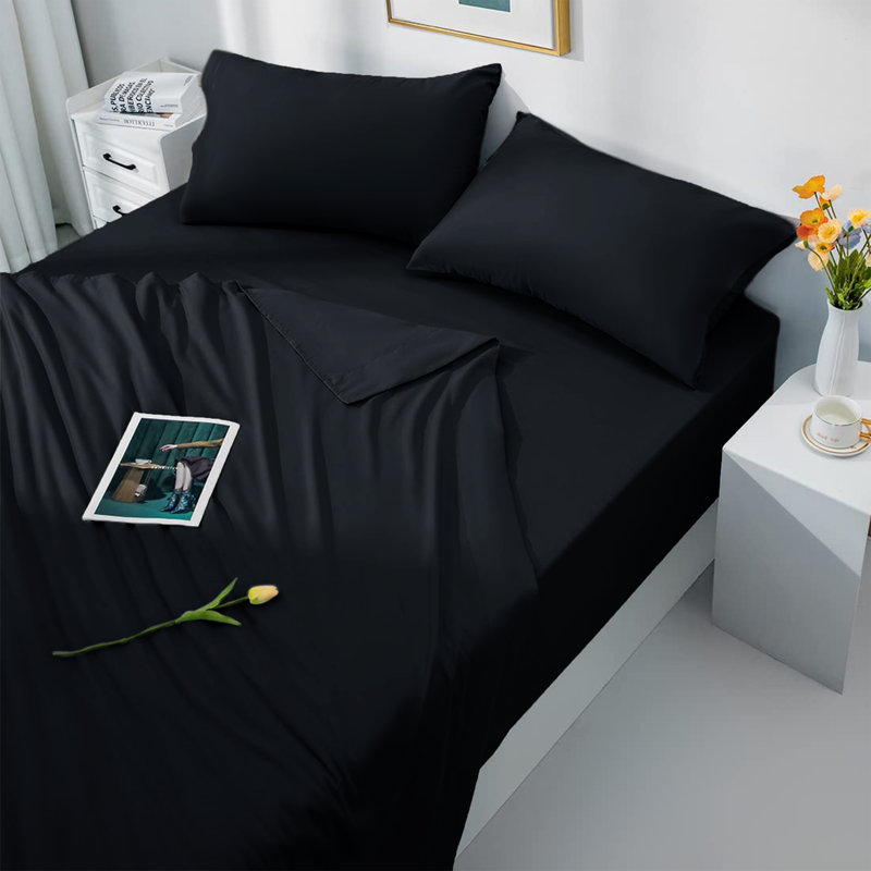 Drap-housse en microfibre extra profonde et ultra douce, Noir, Drap-housse de taille très grand
