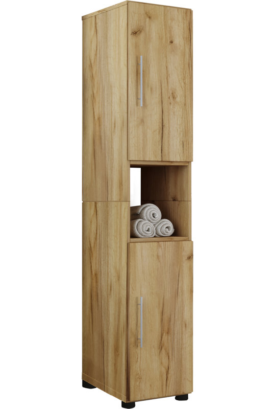 Anik Freestanding Bathroom Storage, 160cm H x 31cm W x 30cm D, Natural sheesam wood