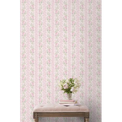 Papier peint adhésif rayé Blooming Heirloom