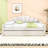 Full Upholstered Daybed Frame with Shell-Shaped Backrest and Twin Trundle-1700070530