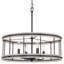 Lustre tambour 21 lumières style campagnard 21 po, style bois de frêne blanc + finition noire