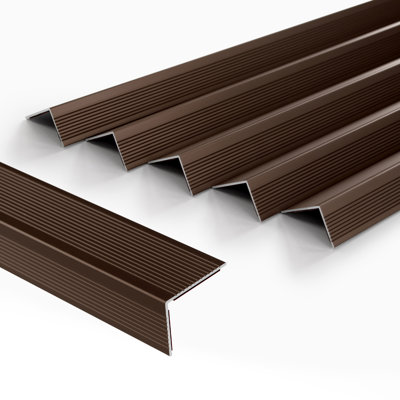 Aluminum 2" W x 36" L Peel & Stick Stair Nose Anti-Slip Strip Staircase Step Treads (5-Pack)