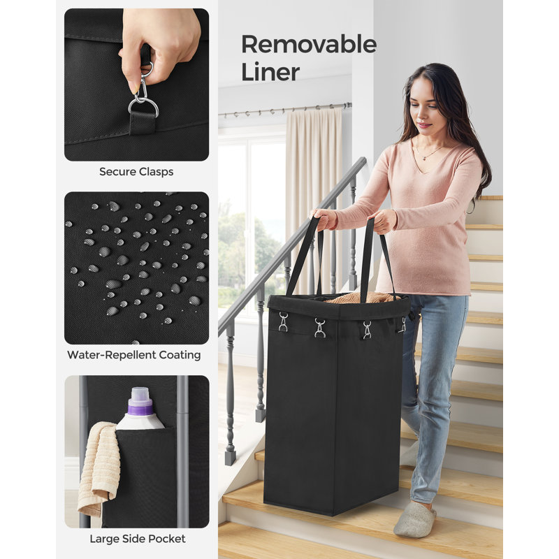 Rolling Laundry Hamper with Handles, Ink Black
