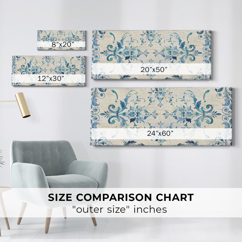 " Border Damask ", 12" H x 30" W x 1.5" D