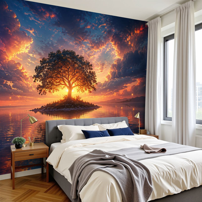 Papier peint adhésif auto-adhésif moderne pour la chambre à coucher L 69 po x l 96 po Peel and Stick