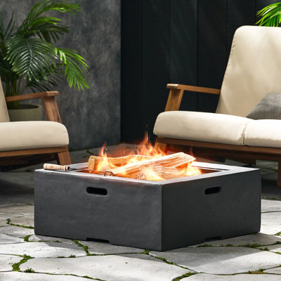 Poêle carré 29 po gris foncé - oxyde de magnésium, foyer au bois, aire de loisirs extérieure, 29,19 po x 16,95 po, gris fosse, 53,22 lb, profondeur et largeur, hauteur, poids, oxyde