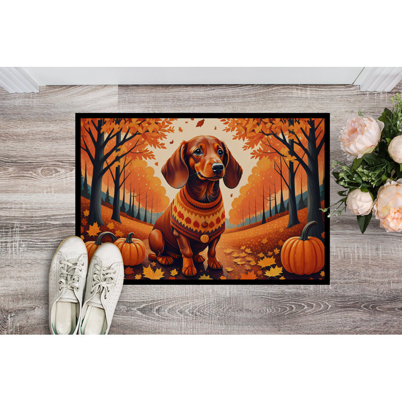 Tapis d'entrée antidérapant pour l'extérieur Novell Dachshund, L 24 po x L 36 po