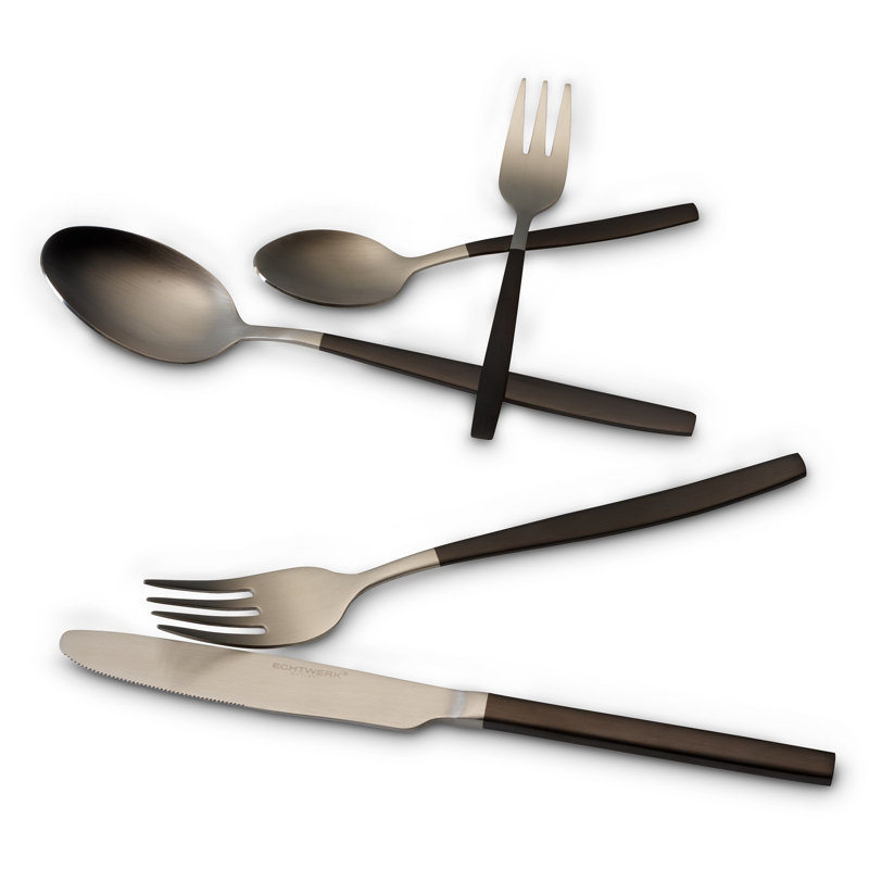 Positano 30 Piece Cutlery Set, Service for 6, Silver/Black