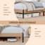 Structure de lit pleine grandeur en rotin Boho avec tête de lit en rotin naturel, plateforme en bois et en métal, lattes silencieuses et rangement sous le lit-355972202