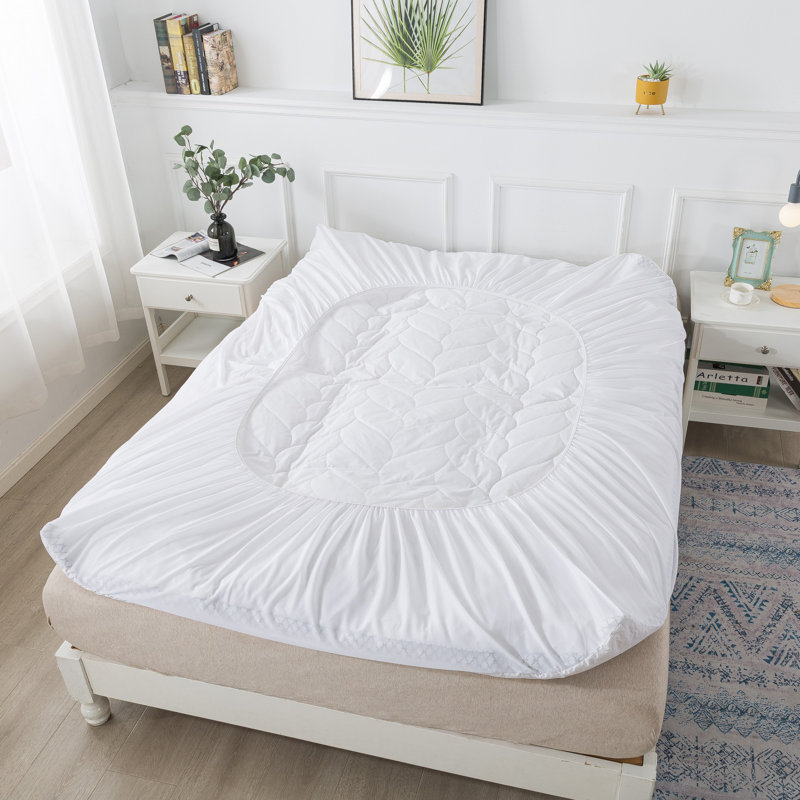 King Size White Quilted Cotton Featherbed Topper